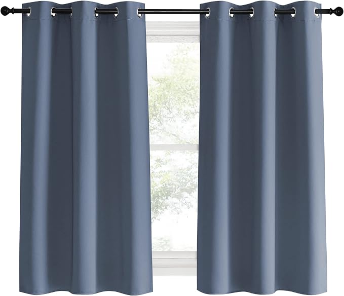 NICETOWN Kitchen Curtains Blackout Drapes, Stone Blue, Thermal Insulated - Image 2