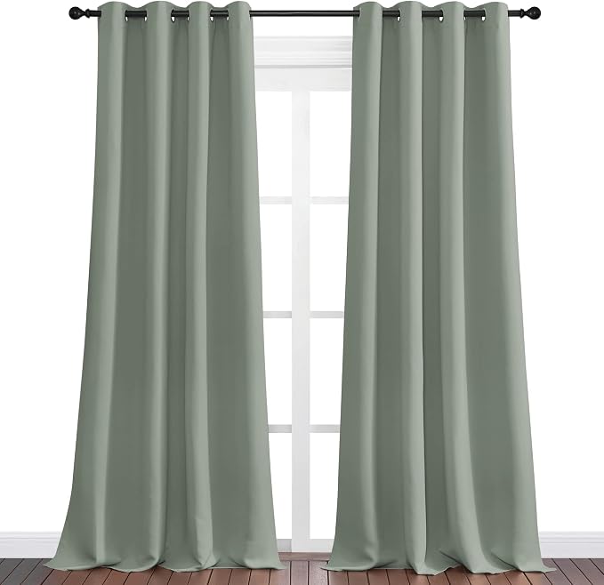 NICETOWN Greyish Green Blackout Curtains 90" Long - Image 2