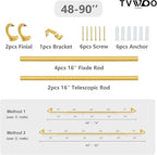 TVWOO Gold Wrap Around Curtain Rods:5/8" Small Blackout Adjustable Window - Image 8