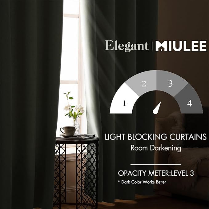 MIULEE 90" Long Room Darkening Curtains Thermal Insulated Drapes Solid Window - Image 2