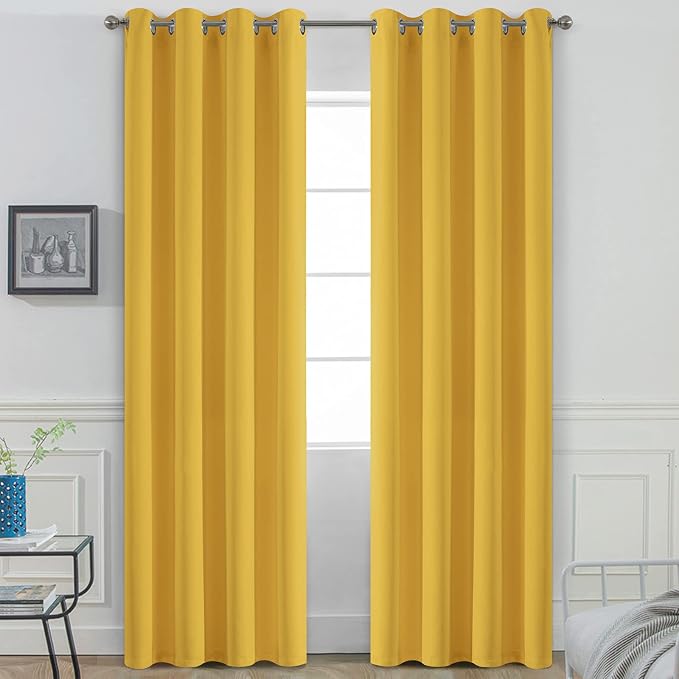 Yakamok Grommet Room Darkening Soft Thermal Insulated Mustard Yellow Blackout by Yakamok