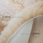 Ghouse Faux Rabbit Fur Round Rug 5ft Light Brown Beige Round Rugs - Image 3