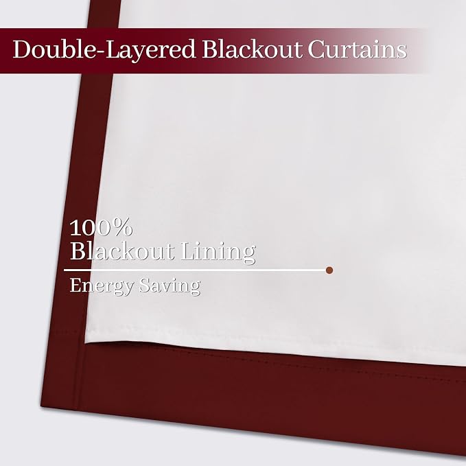 Yakamok Room Darkening 100% Blackout Curtains Grommet Window Treatments - Image 4