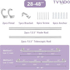 TVWOO Silver Wrap Around Curtain Rods:5/8 Inch Blackout Adjustable Window - Image 8