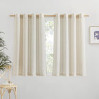 NICETOWN Natural Linen Cafe Curtains 45 inch Length, Thick Flax Linen Window by NICETOWN
