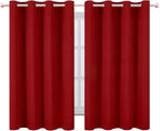 LEMOMO Blackout Curtains 66 x 54 Inch Long Red Curtains Set of 2 Panels Room - Image 2
