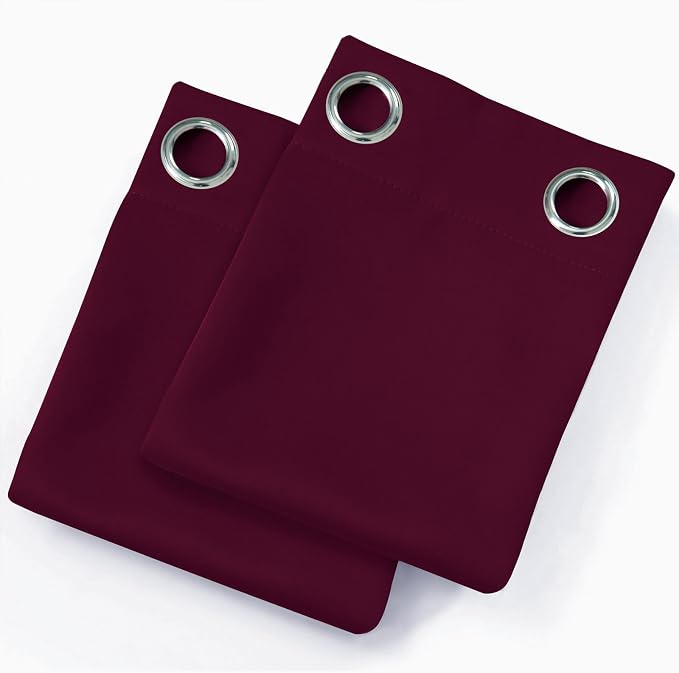 LEMOMO Burgundy Red Blackout Curtains 42 x 54 Inch Length Set of 2 Panels - Image 9