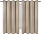 LEMOMO Blackout Curtains 66 x 54 Inch Long Khaki Curtains Set of 2 Panels Room - Image 2