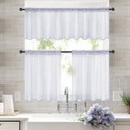 MIULEE 2 Panels Kitchen Tiers Half Window Sheer Curtains Rod Pocket Translucent - Image 8