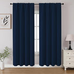 CUCRAF Navy Blue Blackout Curtains 72 inch Length 2 Panels Set, Rod Pocket Room by CUCRAF