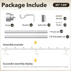 IFELS Heavy Duty Curtain Rods for Windows 66 to 120 Inch, 1 Inch Silver Curtain - Image 6