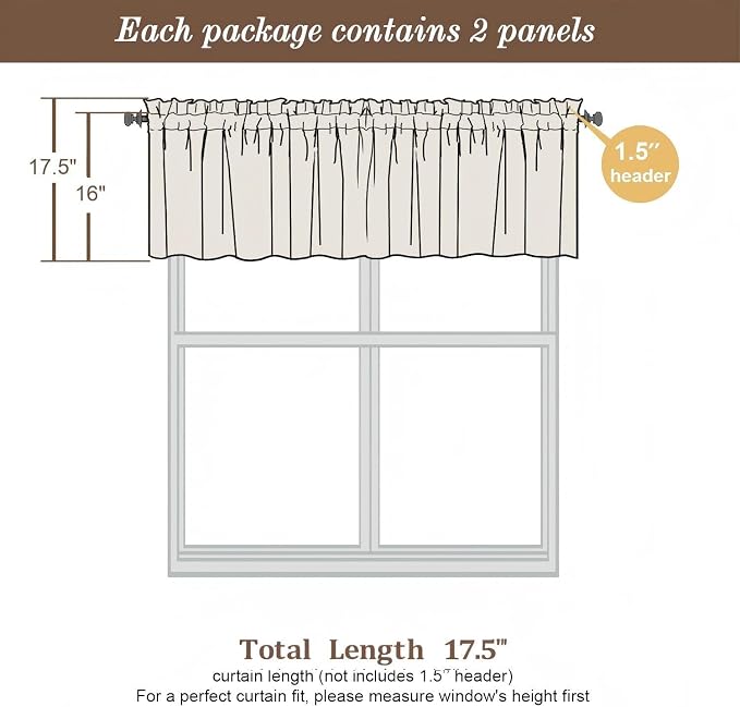 Chyhomenyc Kitchen Valances for Windows, Short Window Valance Curtains for - Image 3