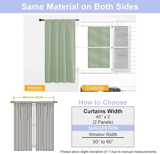 Simplebrand Ava Light Green Short 36 Inches Blackout Curtain 2 Panels Set - Image 7