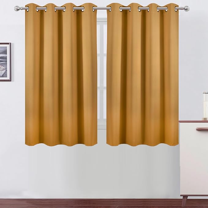LEMOMO Mustard Yellow Thermal Blackout Curtains/52 x 54 Inch/Set of 2 Panels by Lemomo