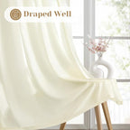 HOMEIDEAS Non-See-Through Cream Yellow Privacy Sheer Curtains, 52 X 54 Inches - Image 6