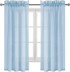 DWCN Sky Blue Sheer Curtains Semi Transparent Voile Rod Pocket Curtains - Image 9