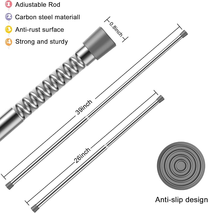 AIZESI 1pcs Tension Curtain Rod Spring Tension Rod Short Curtian Rods No - Image 2