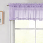 Lavender Valances for Windows, Lavender Sheer Curtains 14 Inch Length 2 Pack by WelvetBLK