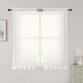 Sheer Ivory Curtains for Bedroom Living Room 54 Inch Length 2 Panels Set by WelvetBLK
