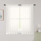 Sheer Ivory Curtains for Bedroom Living Room 54 Inch Length 2 Panels Set by WelvetBLK