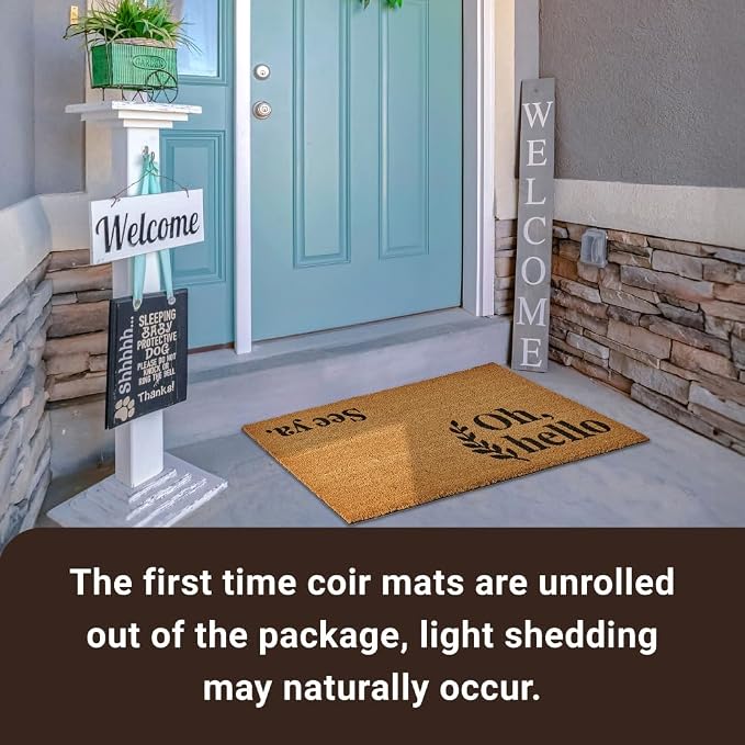 KANKUN Coco Coir Door Mat with Heavy Duty Backing, Welcome Doormat, Doormat - Image 7