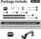 IFELS Heavy Duty Curtain Rods for Windows 72 to 144 Inch, 1 Inch Black Curtain - Image 6