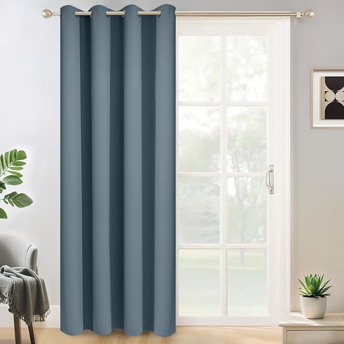 Yakamok Wide Thermal Blackout Patio Door Curtain Panel, Stone Blue Grommet by Yakamok