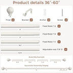 Antique White Curtain Rods for Windows 30 to 56 Inch, Adjustable Vintage - Image 5