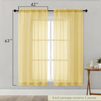 Sheer Curtains 63 Inch Length 2 Panels Set - Image 2