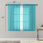 Turquoise Sheer Curtains for Bedroom Living Room 45 Inch Length 2 Panels - Image 2