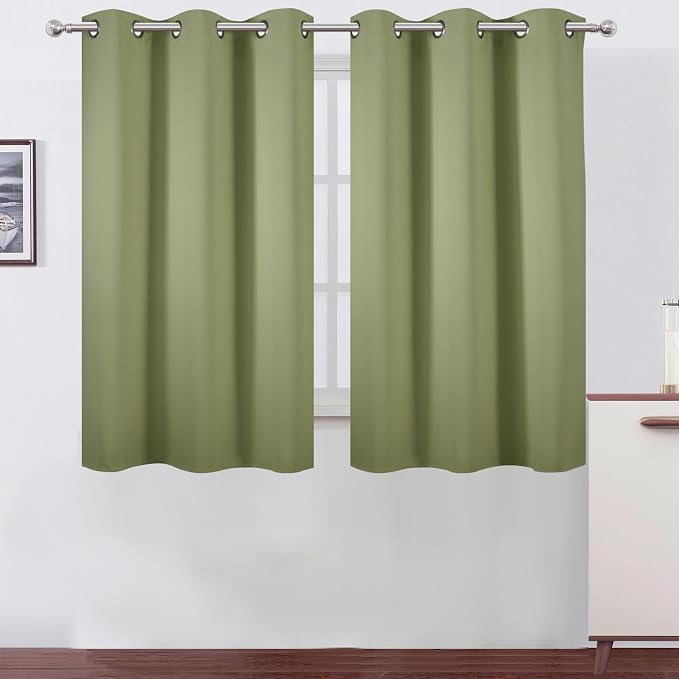 LEMOMO Sage Green Blackout Curtains/38 x 54 Inch/Set of Two Panels Grommet by Lemomo