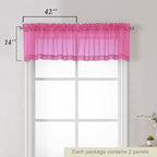 Hot Pink Valances for Windows, Hot Pink Sheer Curtains 14 Inch Length 2 Pack - Image 3