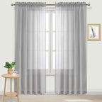 DWCN Grey Sheer Curtains Semi Transparent Voile Rod Pocket Curtains by DWCN