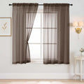 Chocolate Sheer Curtains 63 Inch Length 2 Panels, Voile Sheer Curtain by Home