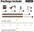 GEEBOBO Bronze Curtain Rods for Windows 120 to 240 Inch, 1 Inch Extra Long - Image 6
