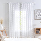 YJ YANJUN Vintage Lace Curtains 72 Inches Long- Victorian Floral Pattern White - Image 2