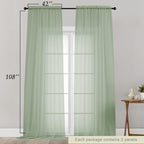 Extra Long Sheer Sage Green Curtains - Image 2