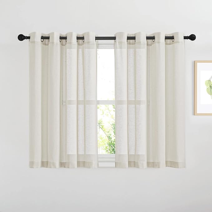NICETOWN Semi Sheer Linen Curtains 54 inch Long by NICETOWN