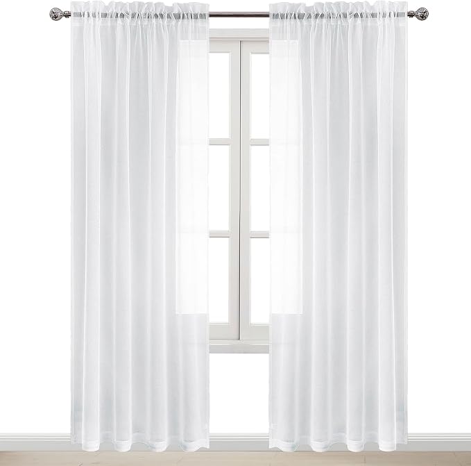 DWCN Sheer White Curtains 90 inches Long, Elegant Transparent Voile Sheer - Image 9