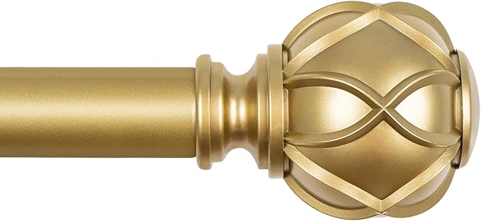 KAMANINA Gold Curtain Rod 32 to 58 Inch, 7/8 Inch Single Adjustable Curtain Rods by KAMANINA
