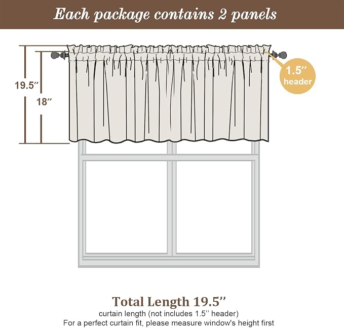 Chyhomenyc Sheer Valances for Windows 2 Pack, Small Window Curtains for Living - Image 3