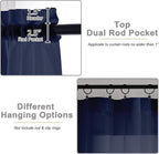 Navy Blue Sheer Curtain for Bedroom Living Room 78 Inches Long 2 Panels Set - Image 4