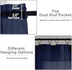 Sheer Navy Blue Curtains for Bedroom Living Room 63 Inch Length 2 Panels - Image 4