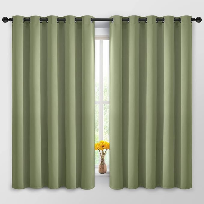 Yakamok 63 Inch Long Blackout Curtains Room Darkening Thermal Insulated by Yakamok