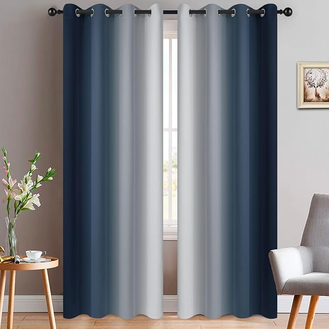 Yakamok Room Darkening Ombre Curtains 90 Inch Length, Light Blocking Grommet by Yakamok