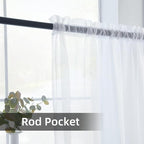 youleyar Solid Sheer Rod Pocket Curtain Voile Draperies 2 Panels White Beige - Image 2