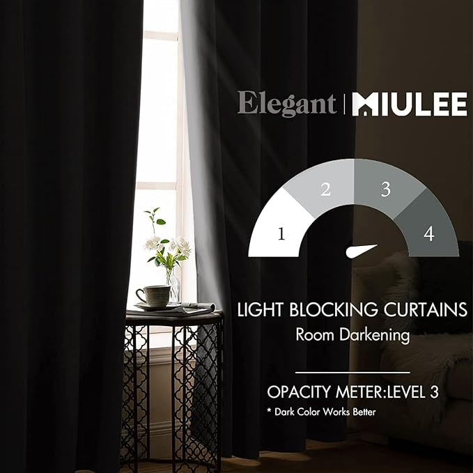 MIULEE Blackout Door Curtain Set of 2, 34 x 80 Inch Grey Thermal Insulated Room - Image 6