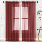 SpaceDresser Basic Rod Pocket Sheer Voile Window Curtain Panels Burgundy 1 Pair by SpaceDresser