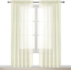 DWCN Ivory Sheer Curtains Semi Transparent Voile Rod Pocket Curtains - Image 9