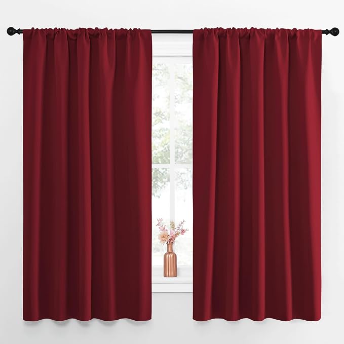 NICETOWN Christmas Burgundy Blackout Curtains and Drapes by NICETOWN